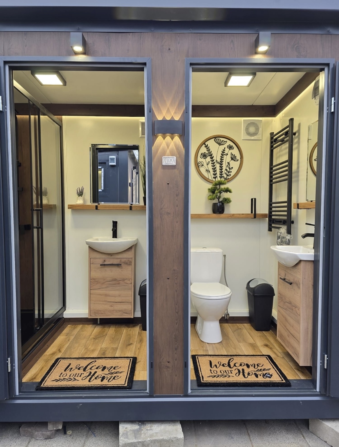 Shower with toilet - exterior
